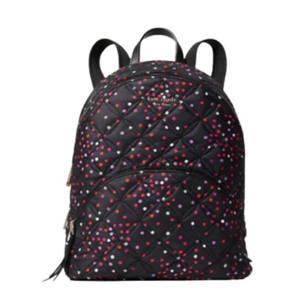 NWT kate spade Black Quilted Backpack with Dot Print